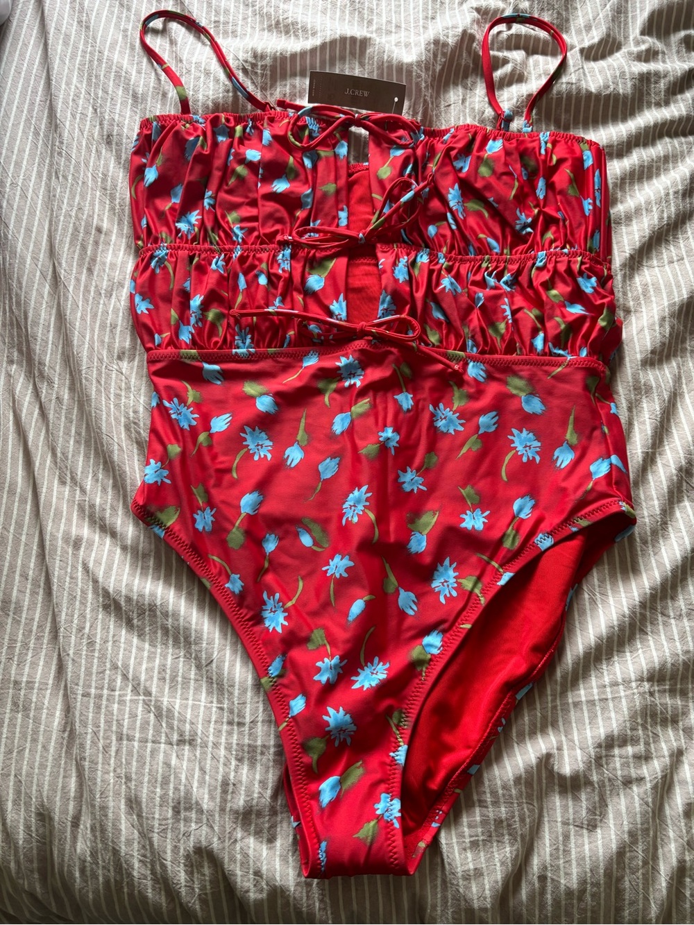 J.Crew Red Floral One-Piece Swimsuit - size 12